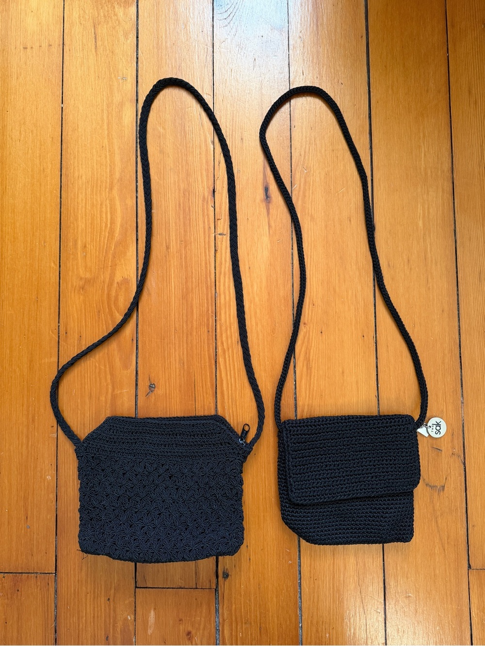 Bundle of 2 Black Woven Minimal Crossbody Bags The Sak Vintage